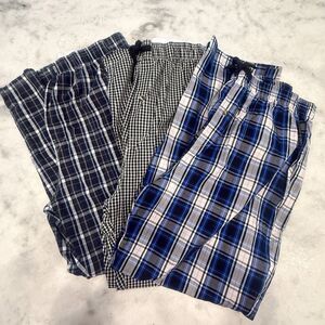MOFIZ Men's Pajama Pants Lightweight Pockets 100% Cotton Plaid 3- Pair